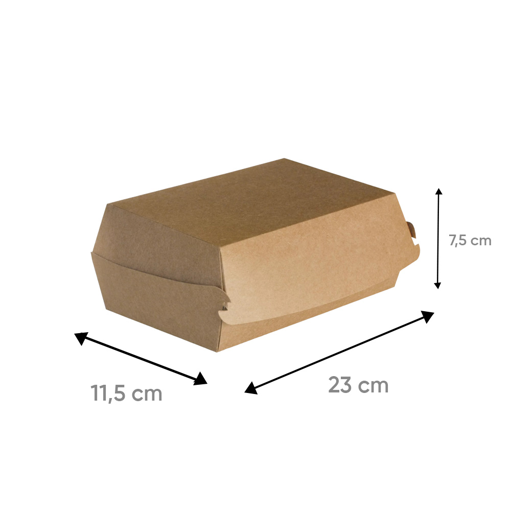 Boîte sandwich en carton kraft brun 23x11x7.5 cm